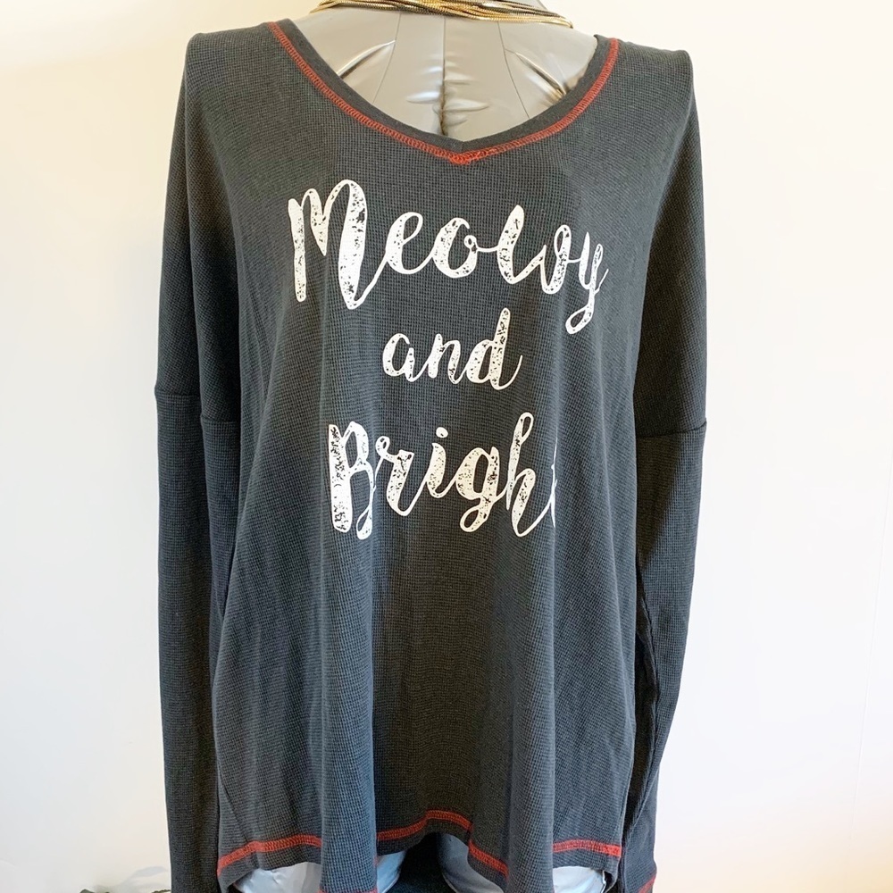 P.J. Salvage Top! Size XXL Meowy and Bright